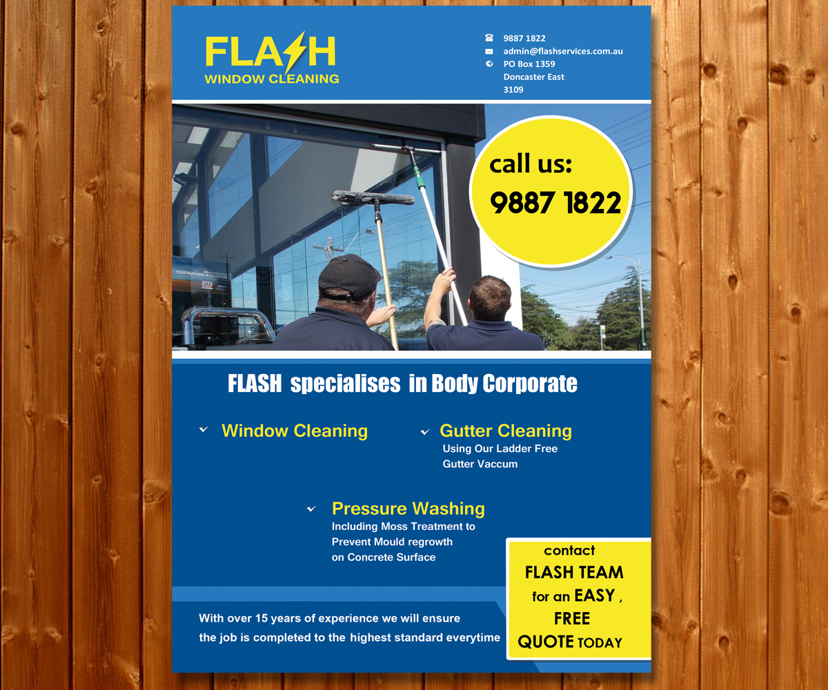 Flyer Design by shijujames26 for Flash Window Cleaning | Design #12293538