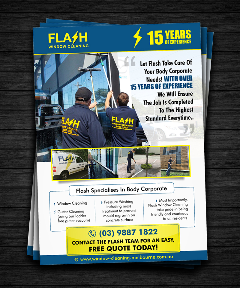 Design de Flyer par ecorokerz pour Flash Window Cleaning | Design #12220661