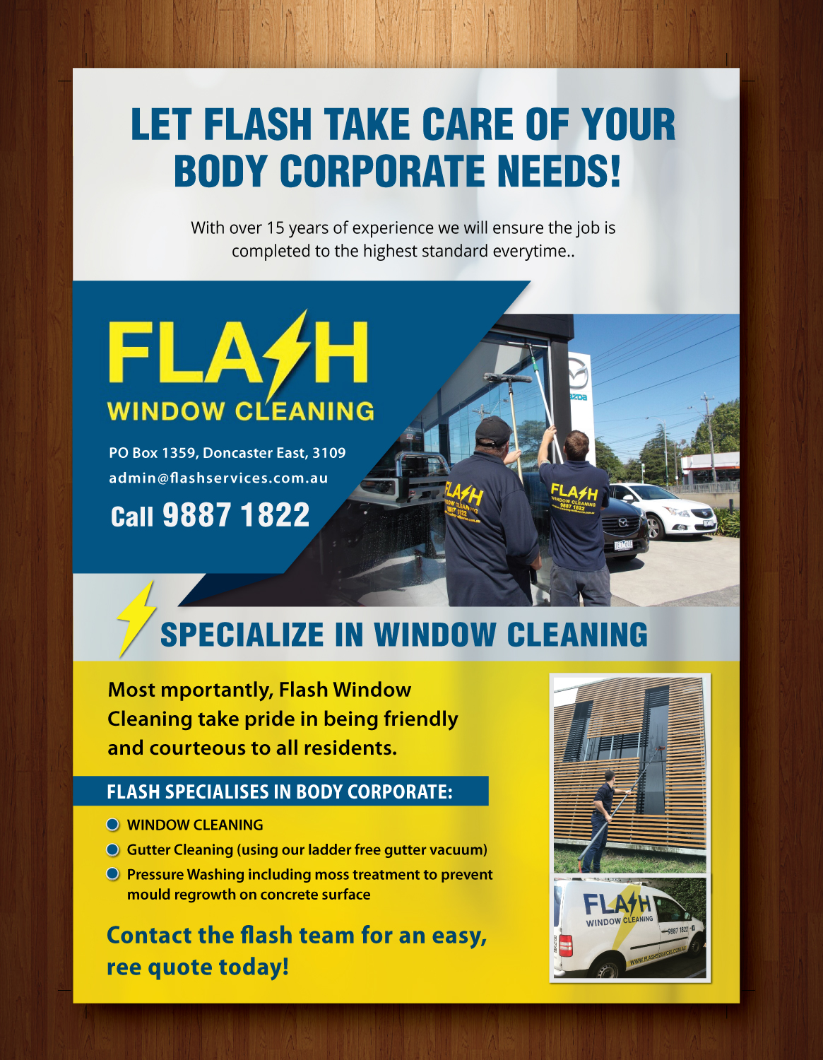 Flyer Design by meet007 for Flash Window Cleaning | Design #12252562