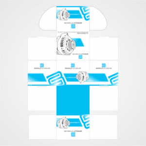 Packaging box designs for Berkeley Standard, a series of five designs for automotive parts | Packaging Design by Artissan