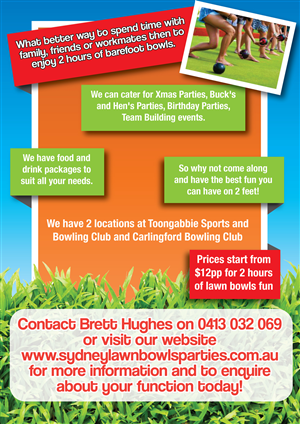 Flyer Design by Rohan Alexander for Sydney Lawn Bowls Parties | Design: #2400489