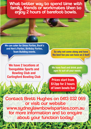 Flyer Design by Rohan Alexander for Sydney Lawn Bowls Parties | Design: #2400572