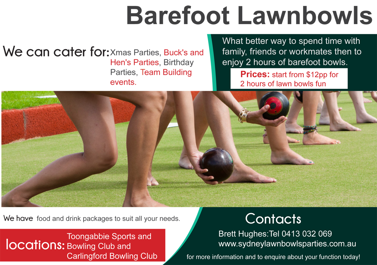 Flyer Design by Elkana Letting for Sydney Lawn Bowls Parties | Design #2390306
