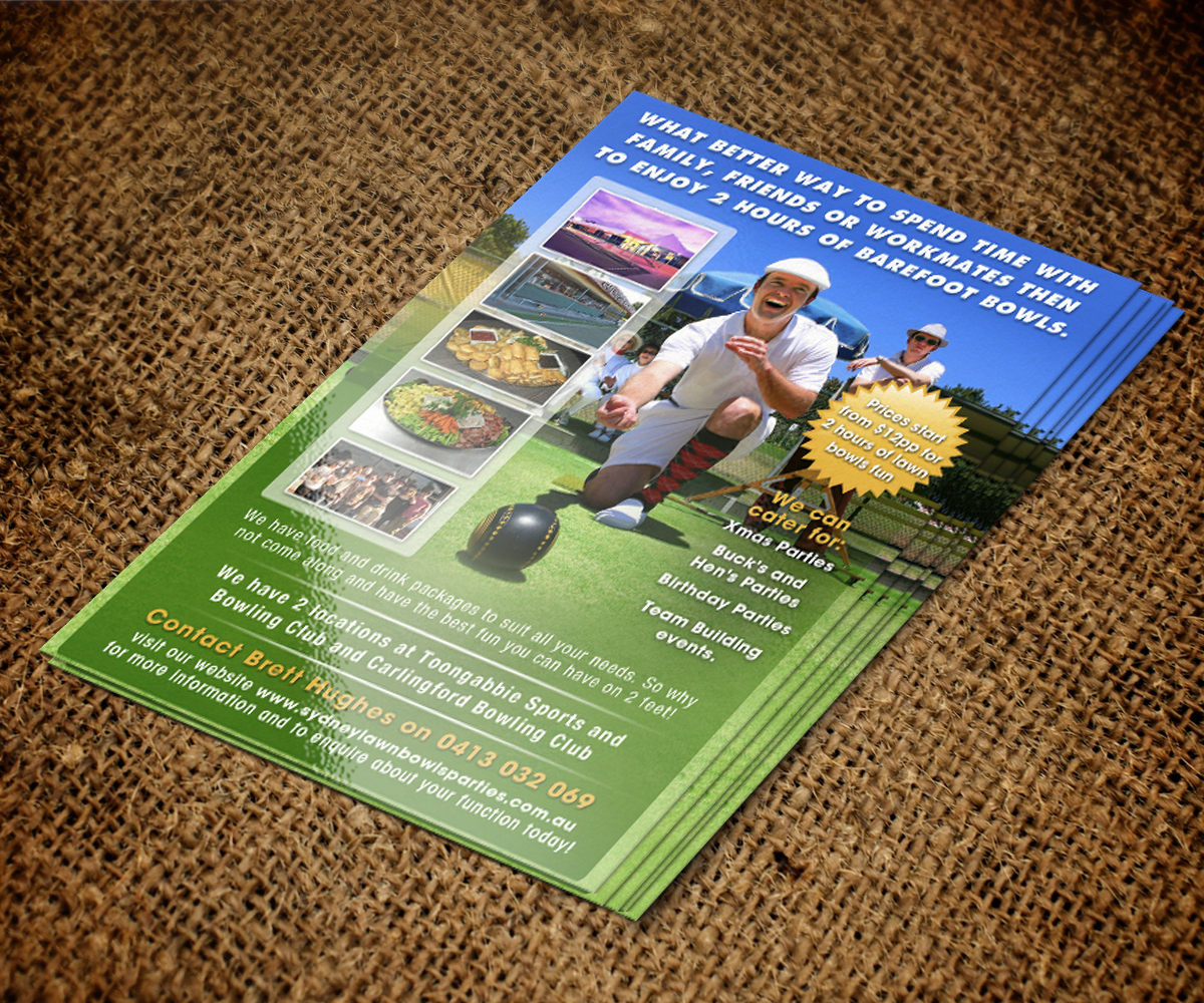 Flyer Design by jeffdefy for Sydney Lawn Bowls Parties | Design #2389438