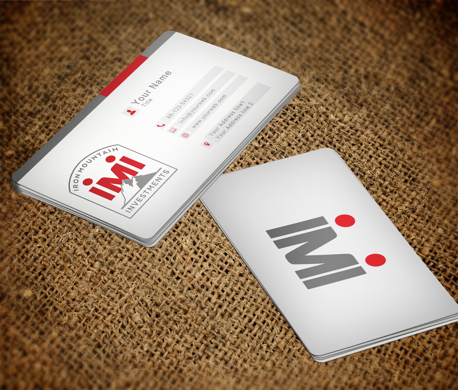 Visitenkarten-Design von EWS Webs für Iron Mountain Insurance & Iron Mountain Investments | Design #12272346