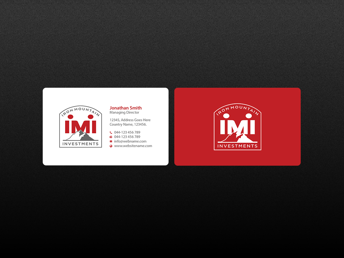 Business Card Design by Creations Box 2015 for Iron Mountain Insurance & Iron Mountain Investments | Design #12263128