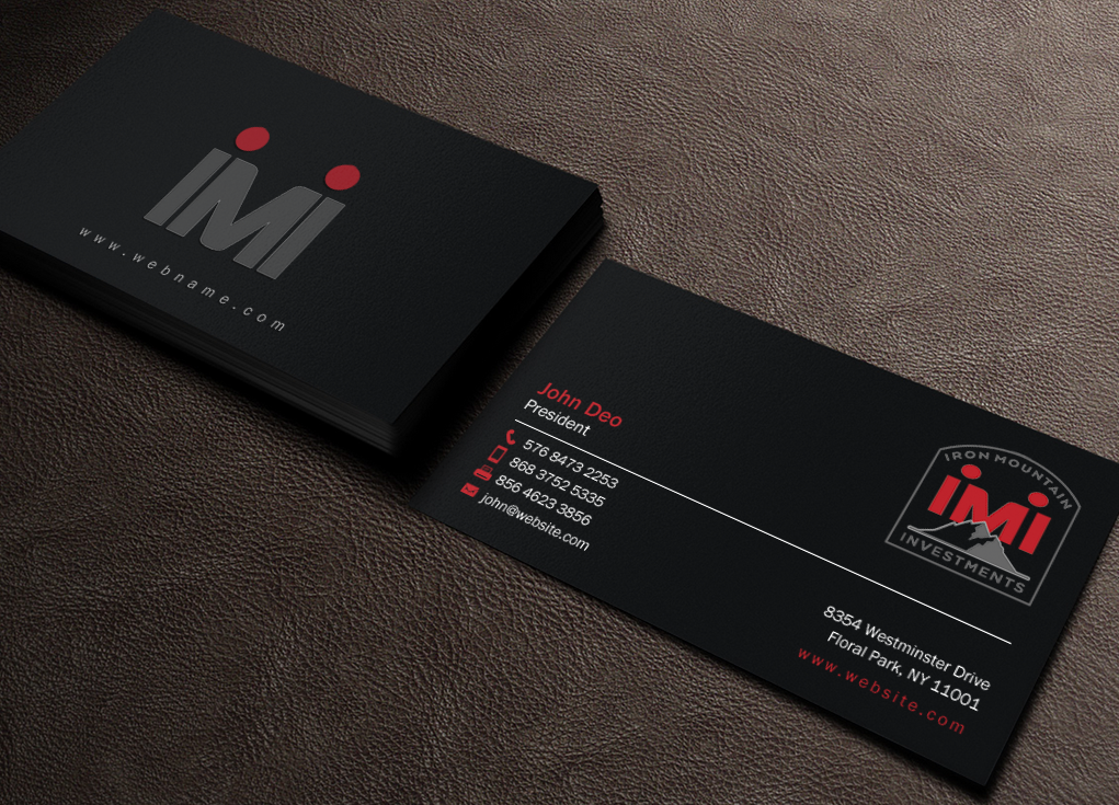 Business Card Design by Brand aid for Iron Mountain Insurance & Iron Mountain Investments | Design #12272818