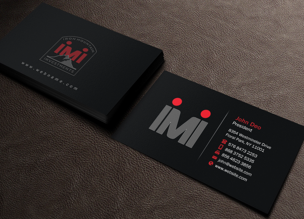 Business Card Design by Brand aid for Iron Mountain Insurance & Iron Mountain Investments | Design #12272819