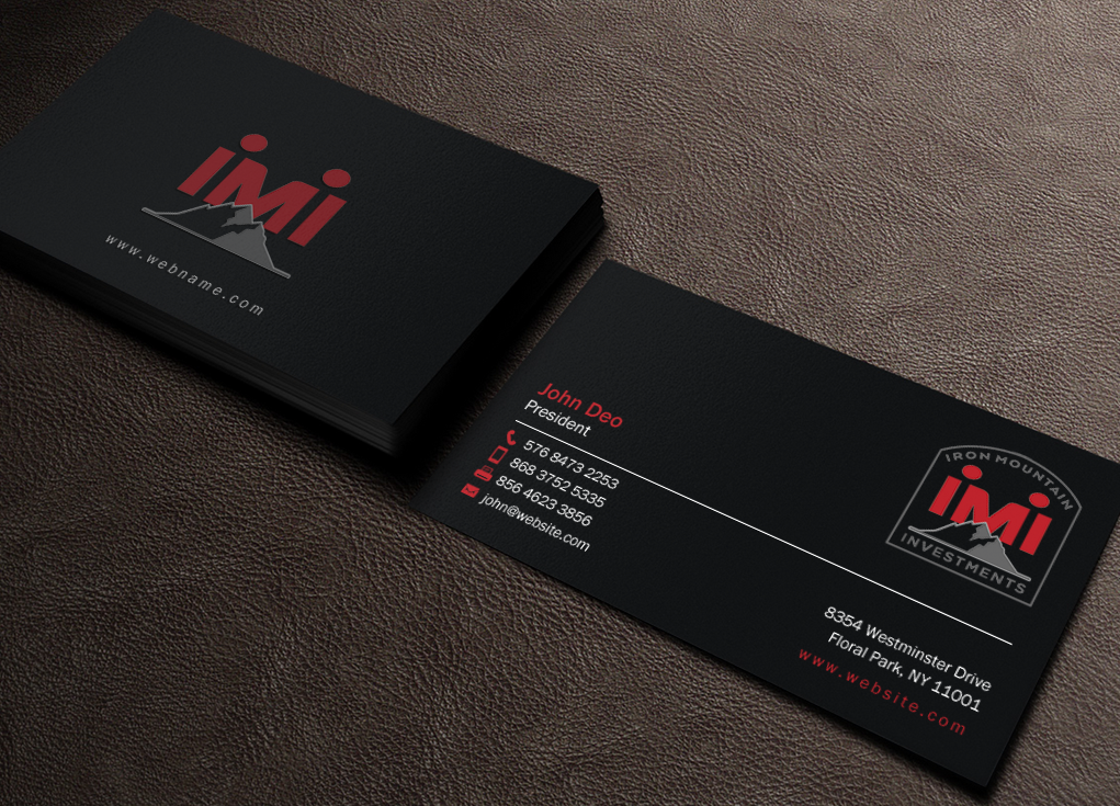 Business Card Design by Brand aid for Iron Mountain Insurance & Iron Mountain Investments | Design #12272825