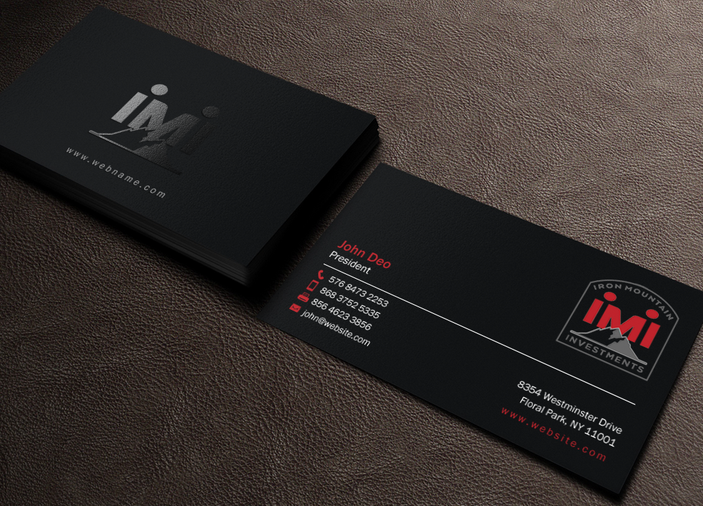 Business Card Design by Brand aid for Iron Mountain Insurance & Iron Mountain Investments | Design #12272826