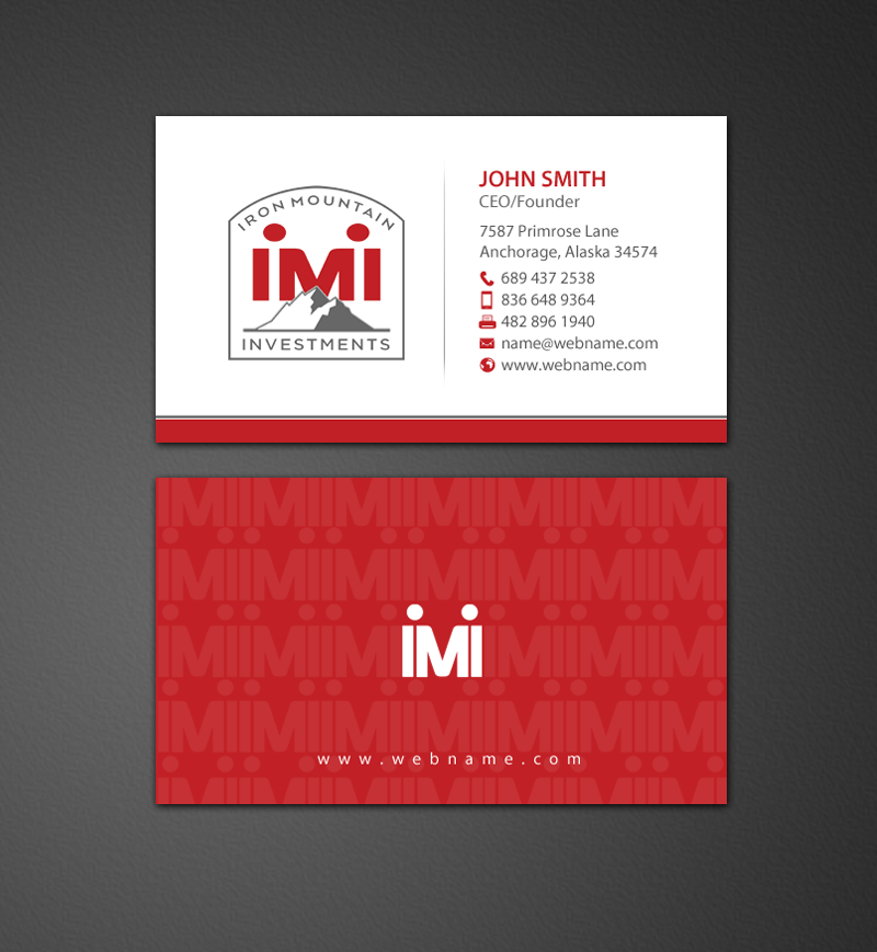 Visitenkarten-Design von chandrayaan.creative für Iron Mountain Insurance & Iron Mountain Investments | Design #12270065