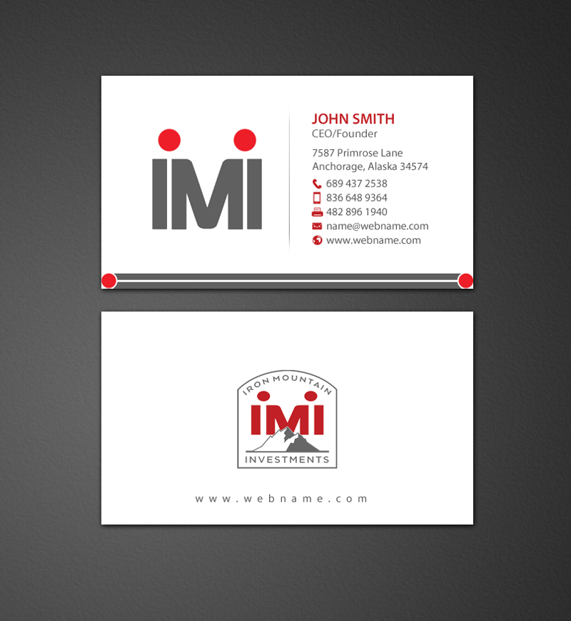 Visitenkarten-Design von chandrayaan.creative für Iron Mountain Insurance & Iron Mountain Investments | Design #12270066