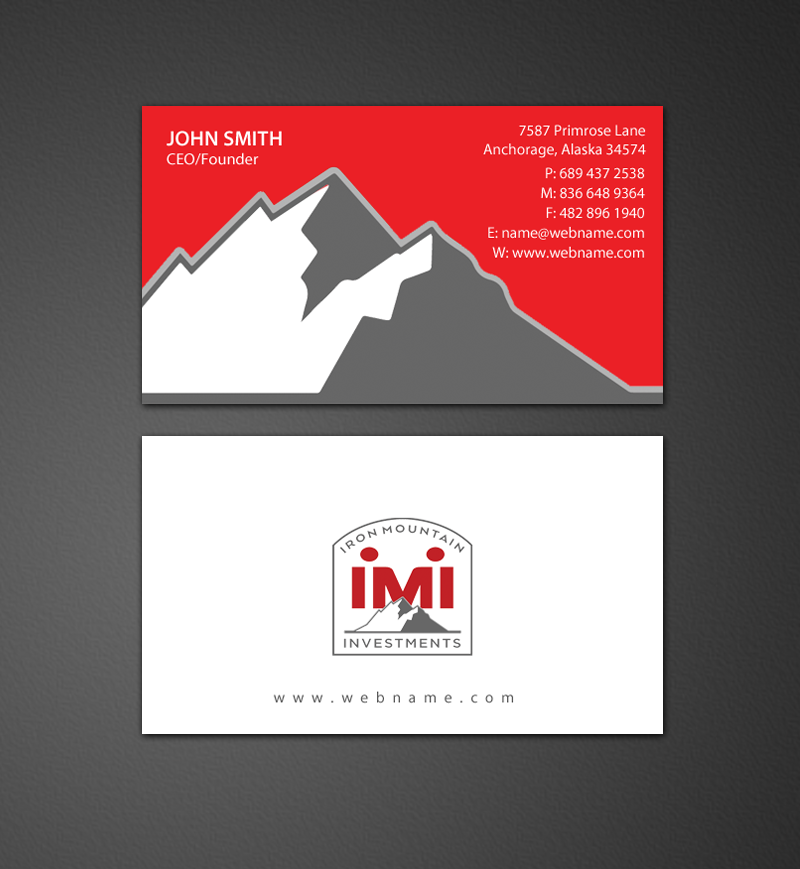 Visitenkarten-Design von chandrayaan.creative für Iron Mountain Insurance & Iron Mountain Investments | Design #12271072