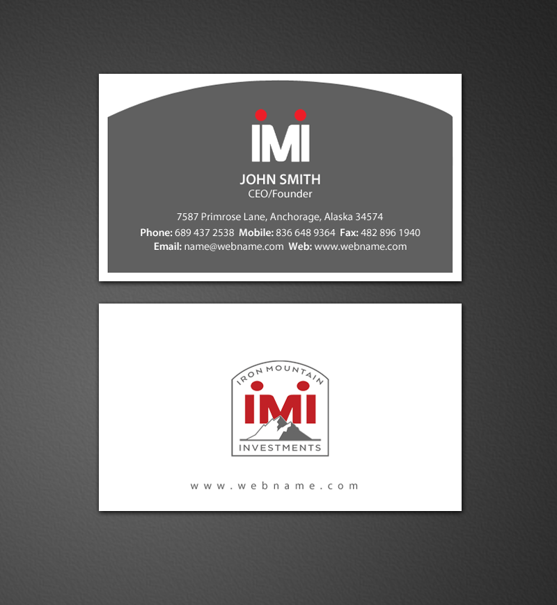 Visitenkarten-Design von chandrayaan.creative für Iron Mountain Insurance & Iron Mountain Investments | Design #12271075