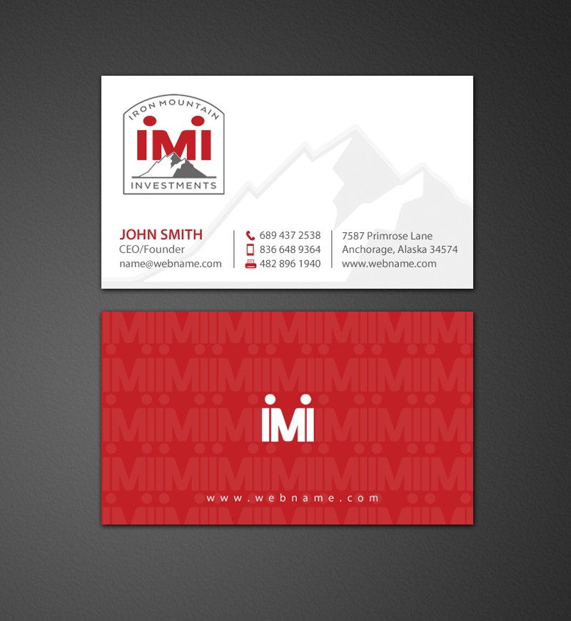 Visitenkarten-Design von chandrayaan.creative für Iron Mountain Insurance & Iron Mountain Investments | Design #12305570