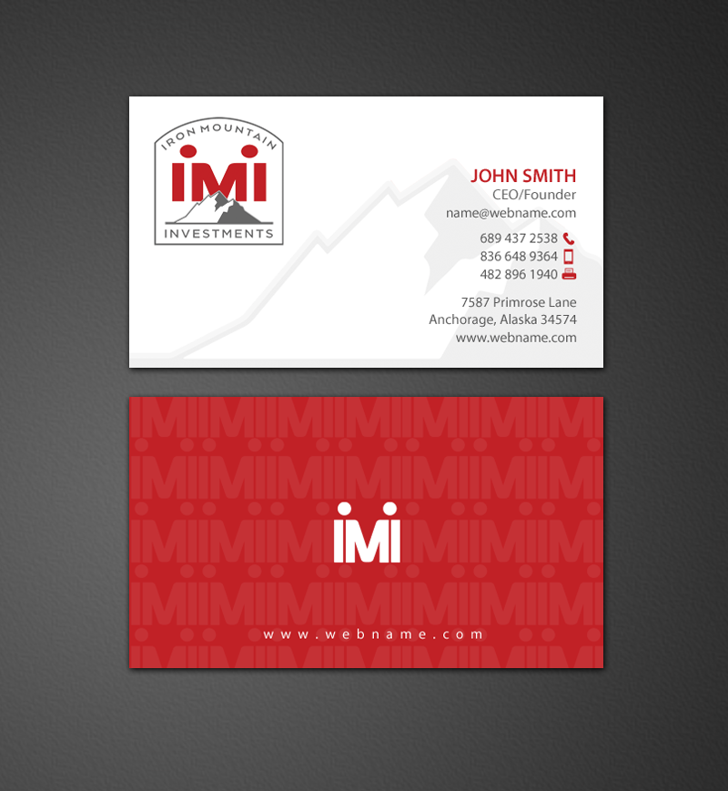 Visitenkarten-Design von chandrayaan.creative für Iron Mountain Insurance & Iron Mountain Investments | Design #12305832