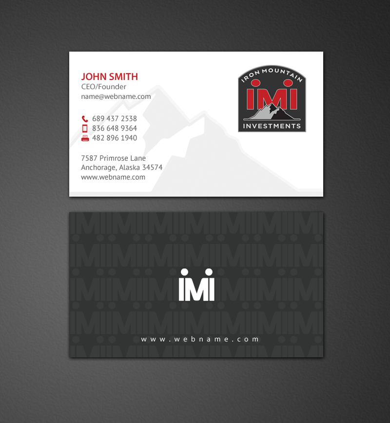 Visitenkarten-Design von chandrayaan.creative für Iron Mountain Insurance & Iron Mountain Investments | Design #12338541