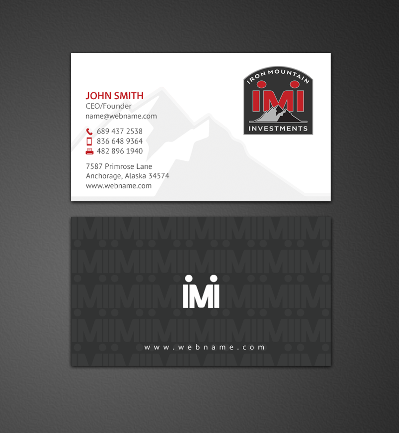 Visitenkarten-Design von chandrayaan.creative für Iron Mountain Insurance & Iron Mountain Investments | Design #12338584