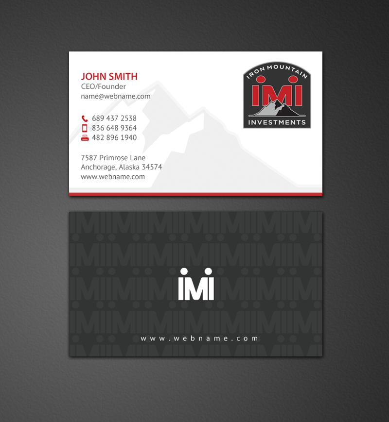 Visitenkarten-Design von chandrayaan.creative für Iron Mountain Insurance & Iron Mountain Investments | Design #12338658