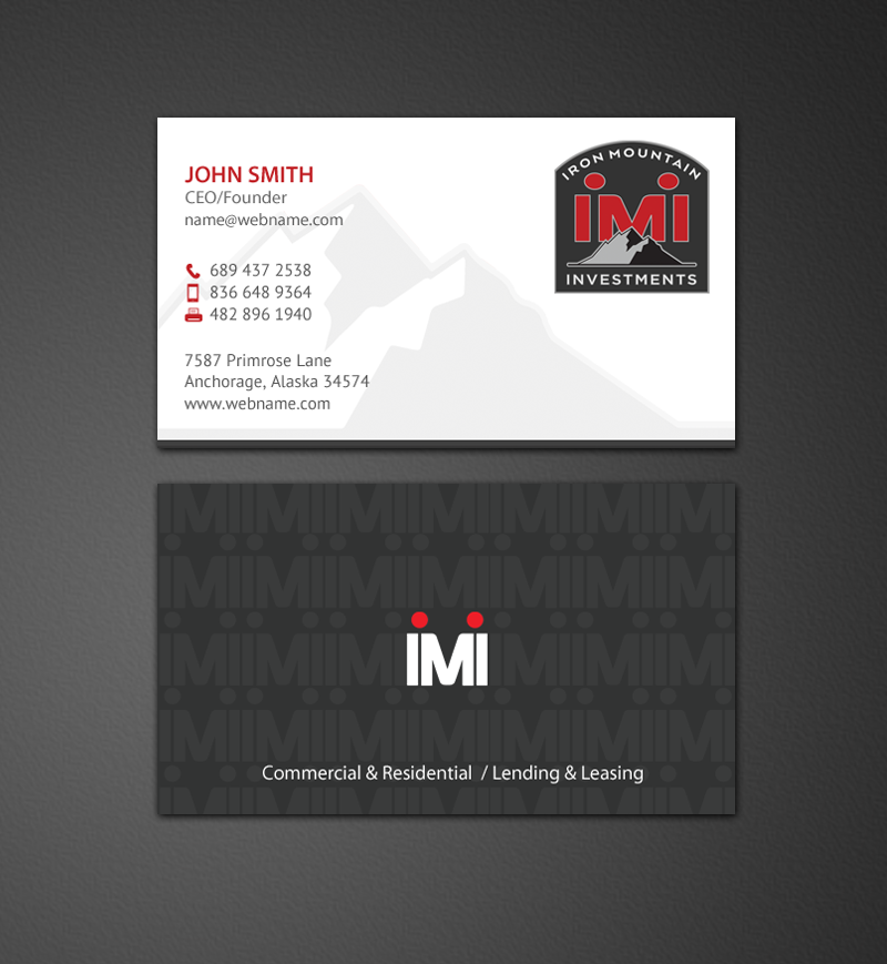 Visitenkarten-Design von chandrayaan.creative für Iron Mountain Insurance & Iron Mountain Investments | Design #12359280