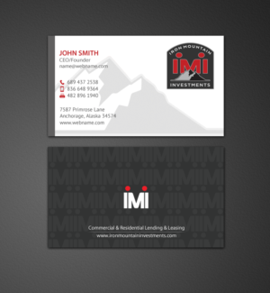 Business Card Design by chandrayaan.creative for Iron Mountain Insurance & Iron Mountain Investments | Design #12407709
