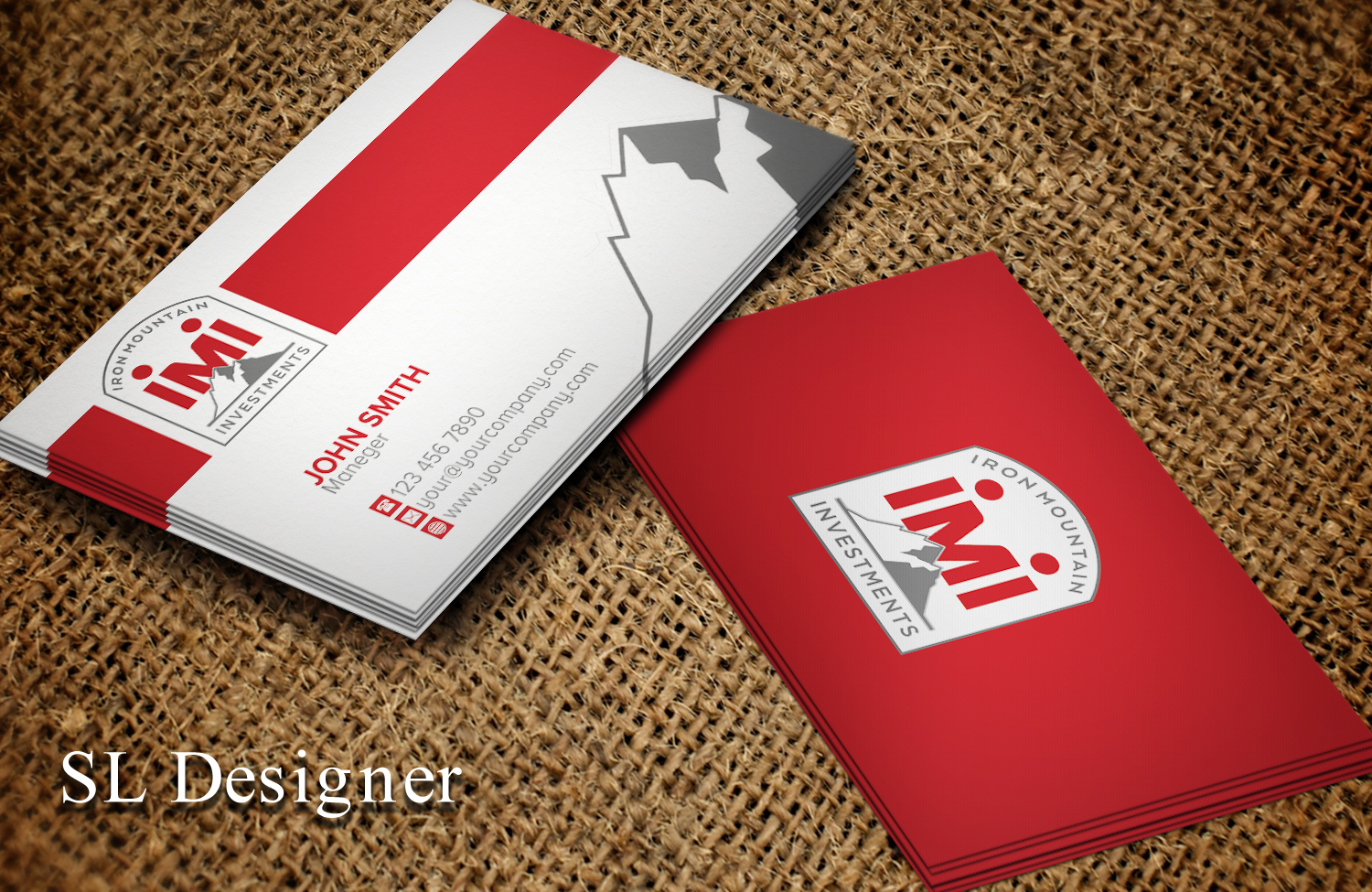 Business Card Design by SL Designer for Iron Mountain Insurance & Iron Mountain Investments | Design #12264215