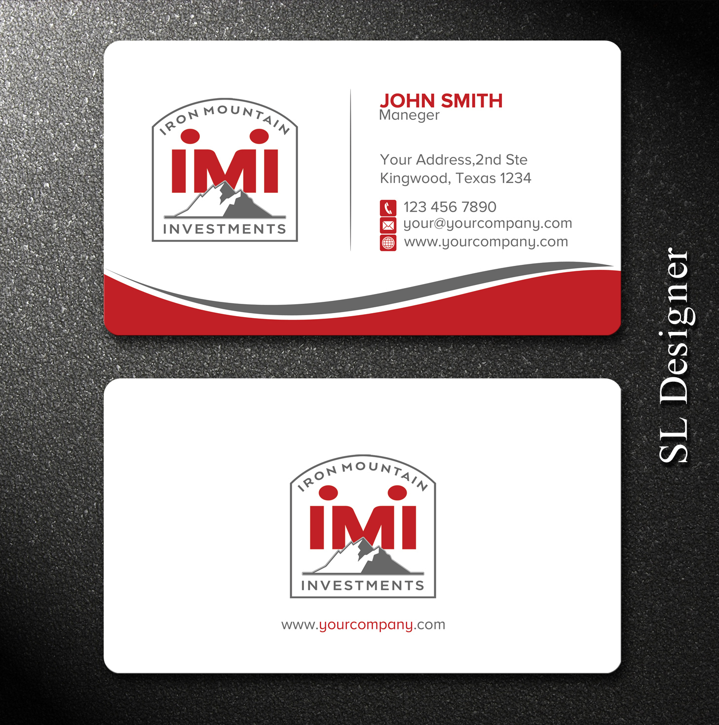 Business Card Design by SL Designer for Iron Mountain Insurance & Iron Mountain Investments | Design #12264228