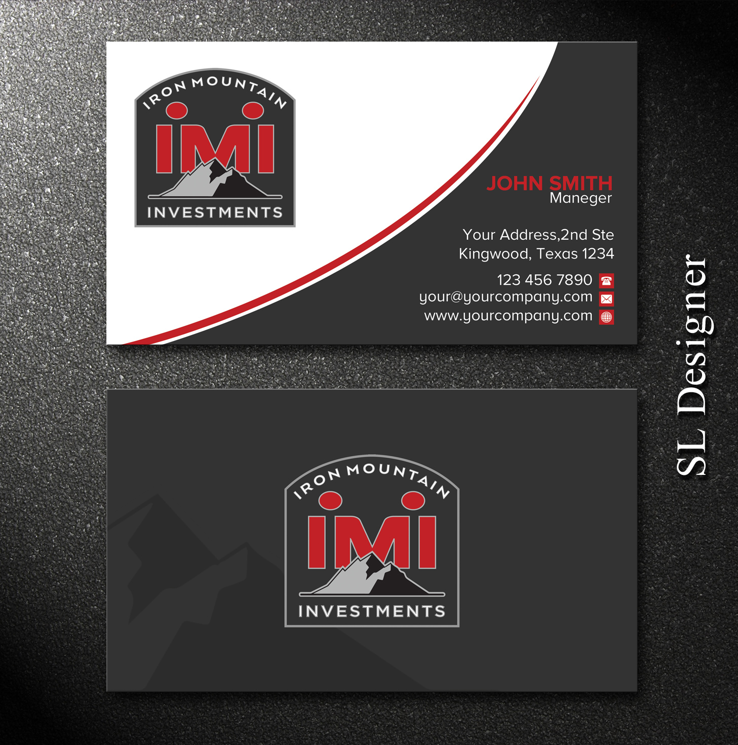 Visitenkarten-Design von SL Designer für Iron Mountain Insurance & Iron Mountain Investments | Design #12264230