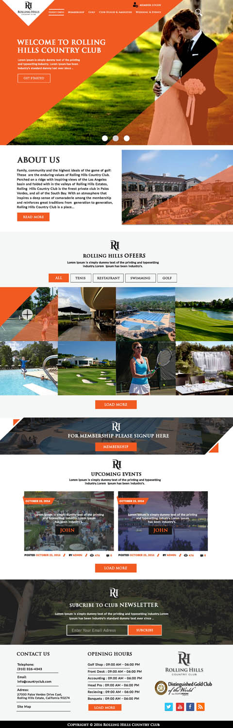 Diseño Web por bdesigner9 para Rolling Hills Country Club | Diseño #12285476