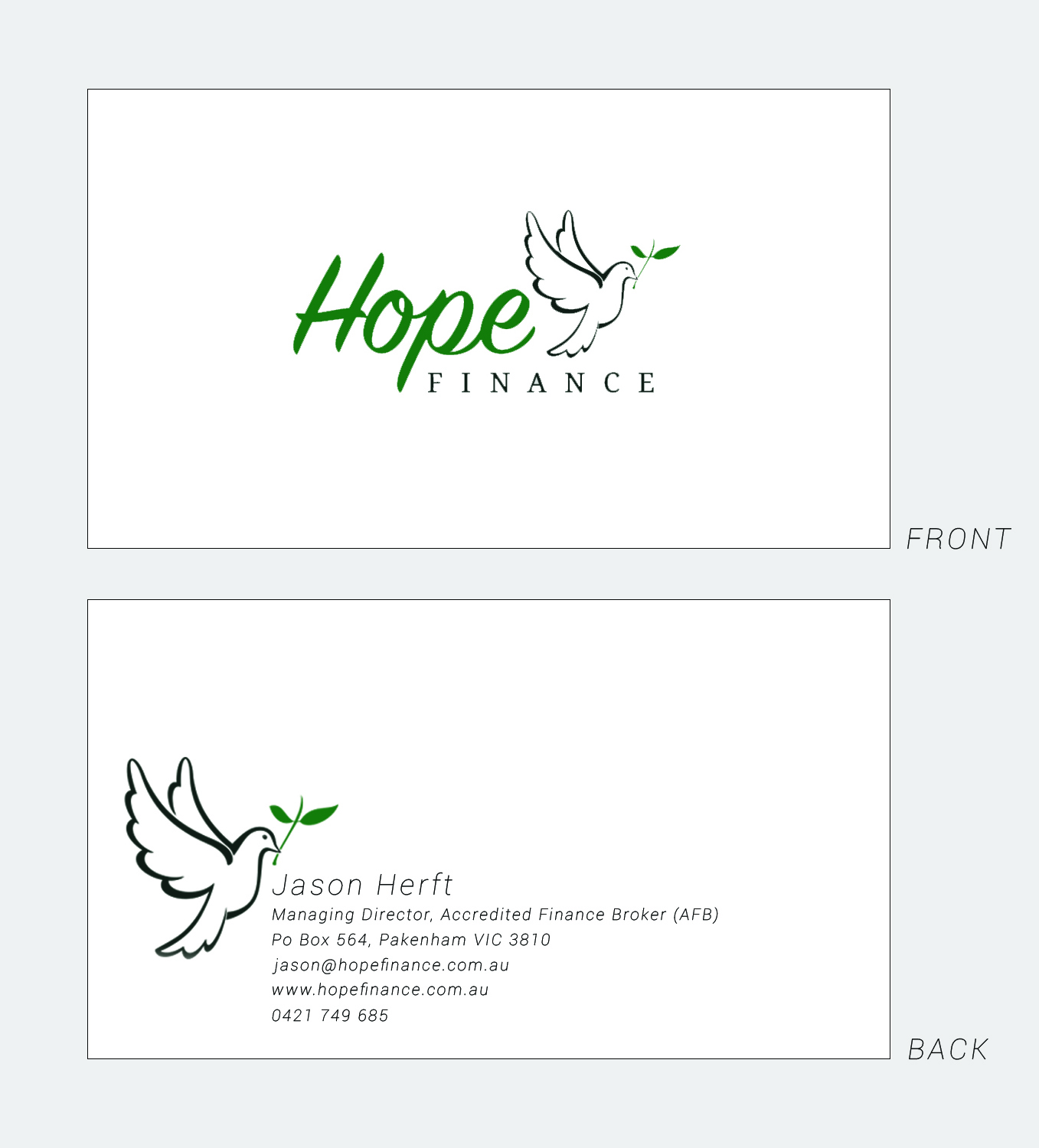 Design de Carte de Visite par courtneyrose.f pour Hope Finance | Design #12396188