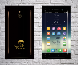 2 Stickers: Front and back of a fantasy smartphone