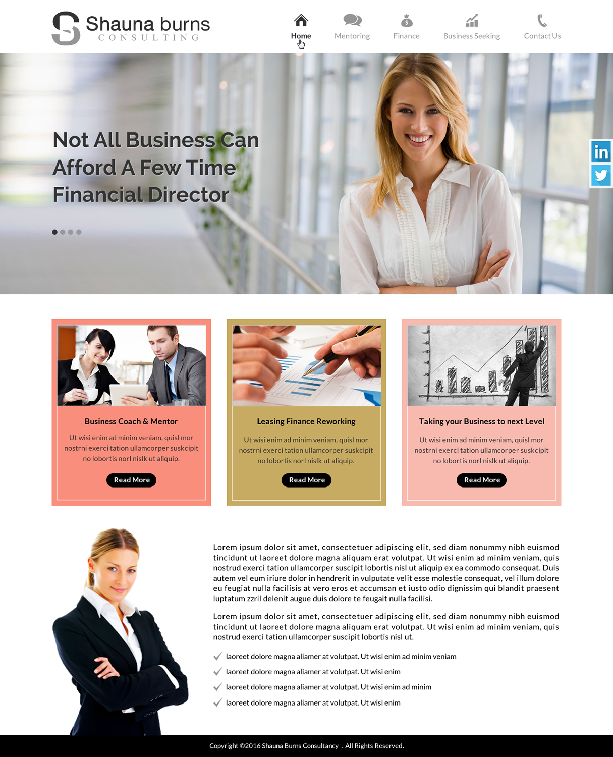 Diseño Web por Sbss para Shauna Burns Consultancy | Diseño #12386130