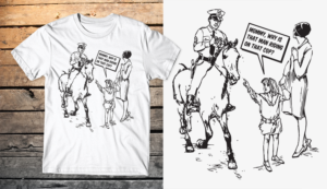 Cop Riding on Horse with Little Girl Pointing  | T-Shirt-Design von db1404