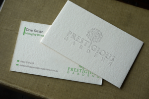 prestigious gardens simple classy business card design | Business Card Design by Riz'