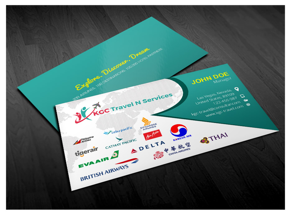 Bold Professional Business Card Design For Kgc Travel N Services Business Card Design By Art Zinnia2000 For Unique Name Travel Agency