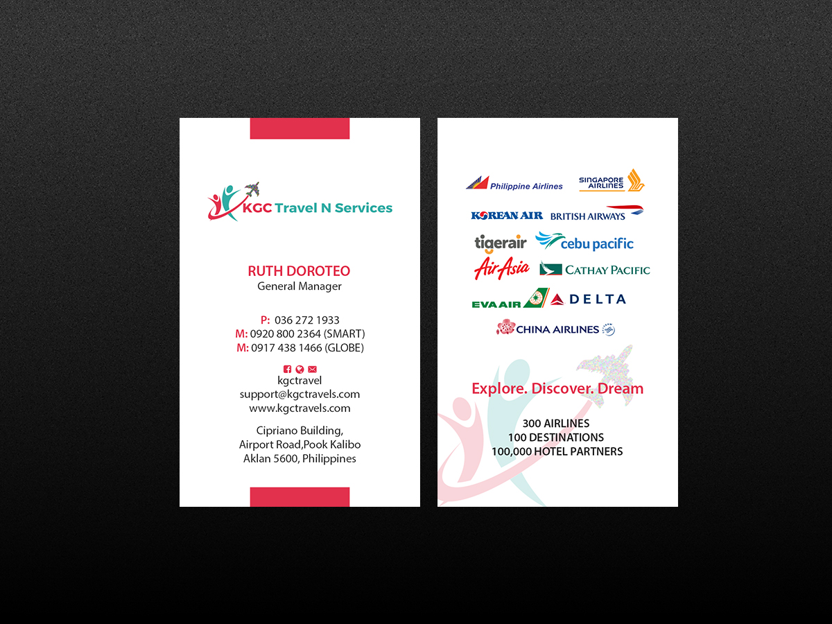 Business Card Design by Creations Box 2015 for KGC TRAVEL N SERVICES | Design #12354978