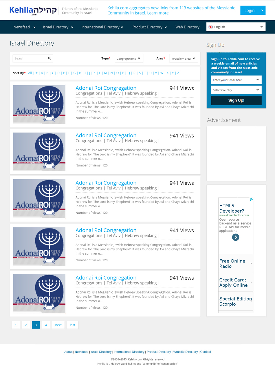 Web Design by J. Chaturvedi for Kehila.org | Design #2437215