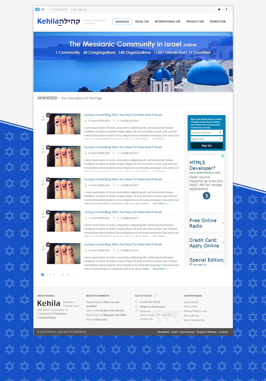 Web Design by J. Chaturvedi for Kehila.org | Design #2471926