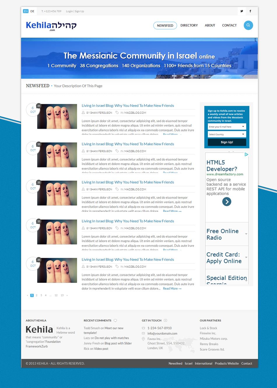 Web-Design von J. Chaturvedi für Kehila.org | Design #2472834