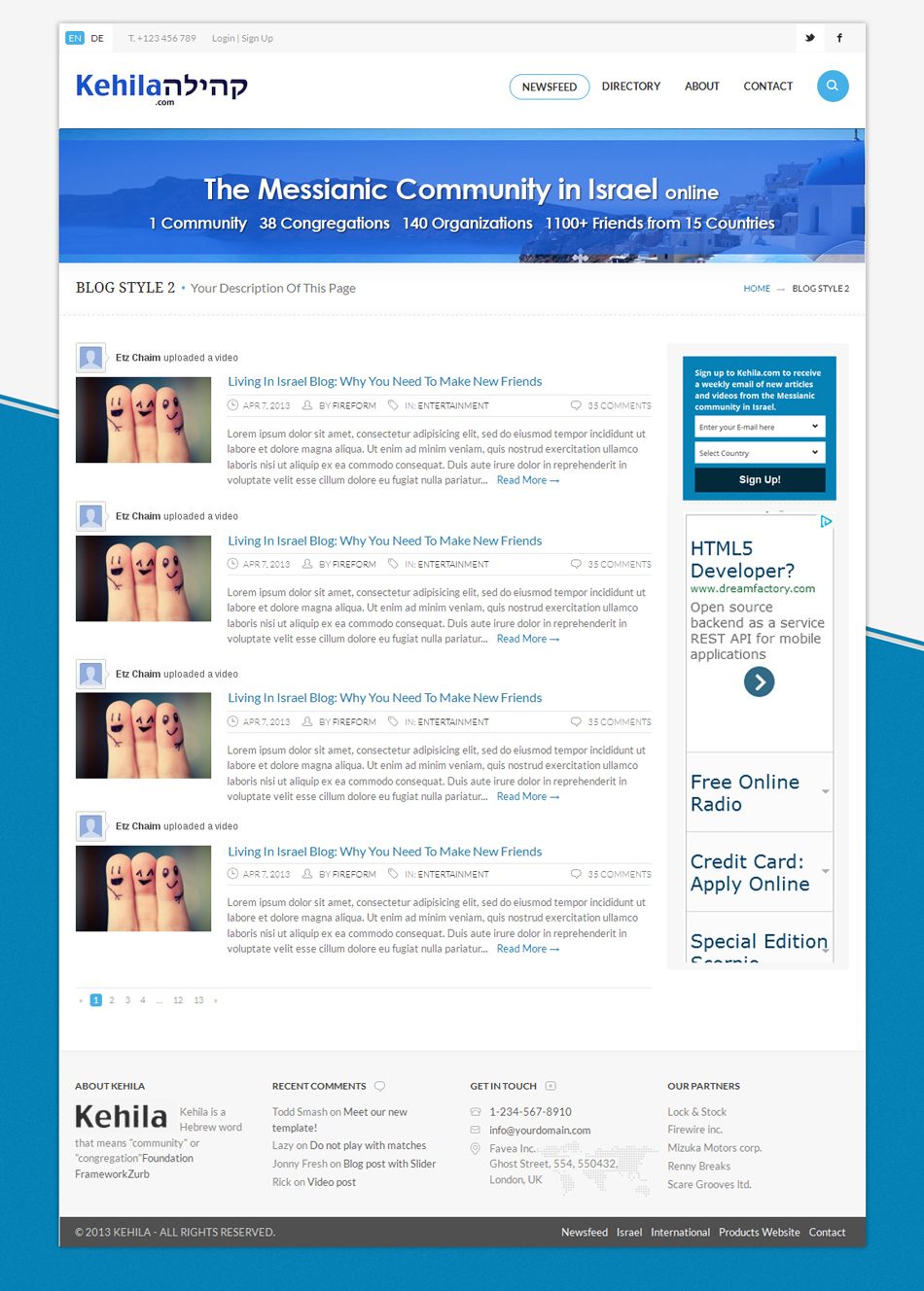 Web Design by J. Chaturvedi for Kehila.org | Design #2473519