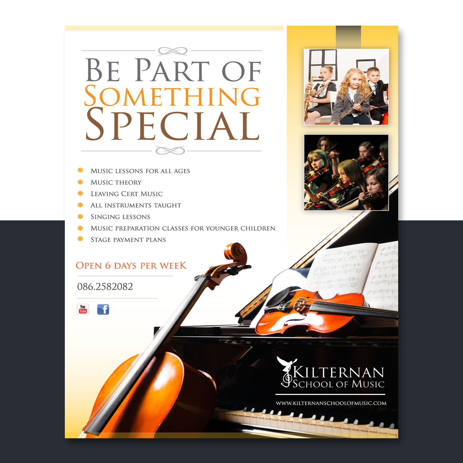Flyer Design by Pia Ceccarelli  for KIlternan School of Music | Design #12426417