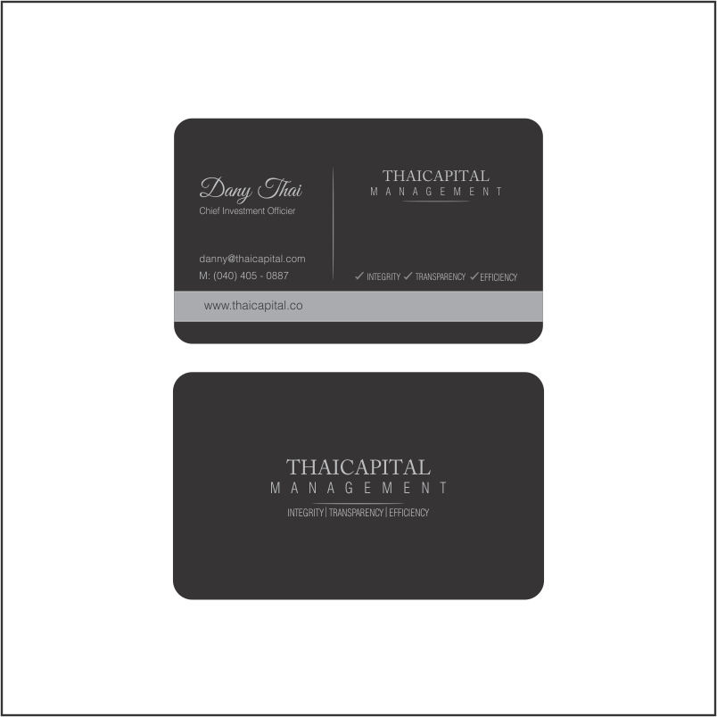 Diseño de Tarjeta de Presentación por Tahneit Khan para Thai Capital Management | Diseño #12370056