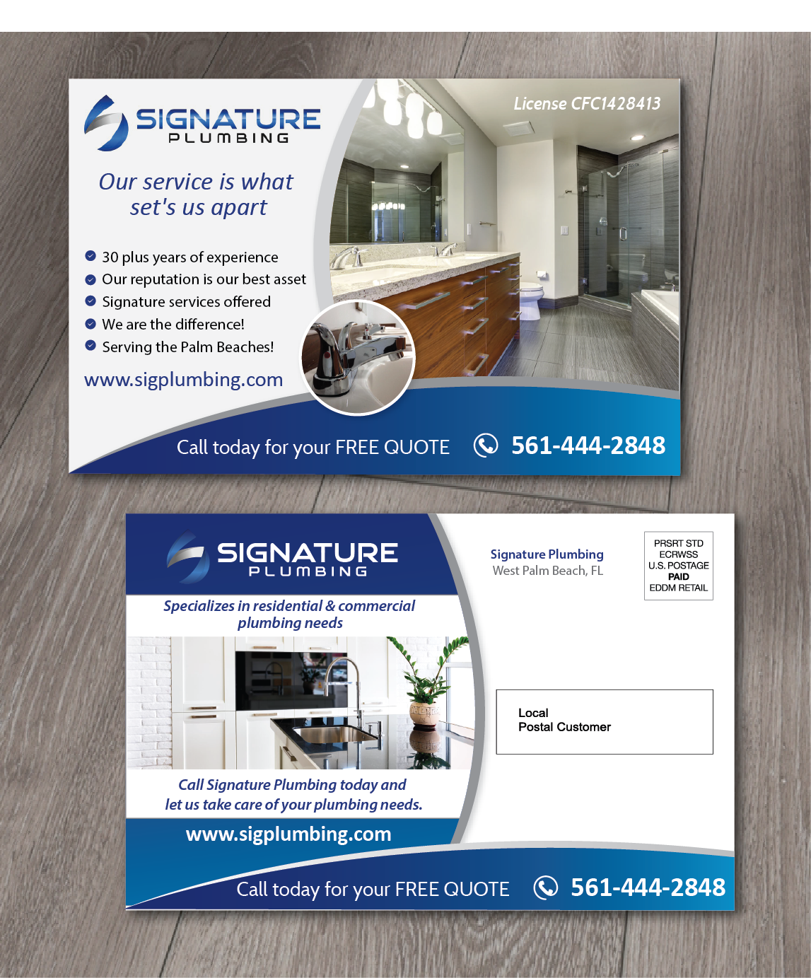 Postkarten-Design von alex989 für Signature Plumbing. Inc | Design #12363793