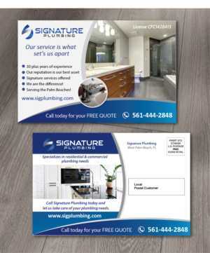 Postkarten-Design von alex989 für Signature Plumbing. Inc | Design: #12363793