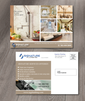 Postcard Design by alex989 for Signature Plumbing. Inc | Design: #12379307