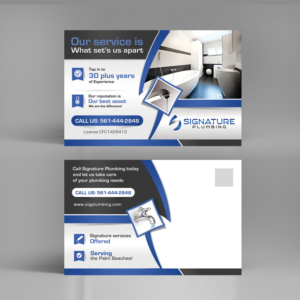 Postcard Design by debdesign for Signature Plumbing. Inc | Design: #12362524
