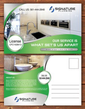 Postcard Design by debdesign for Signature Plumbing. Inc | Design: #12406895