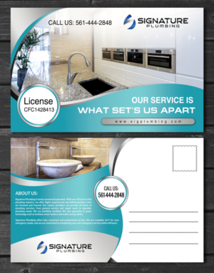 Postcard Design by debdesign for Signature Plumbing. Inc | Design: #12406898