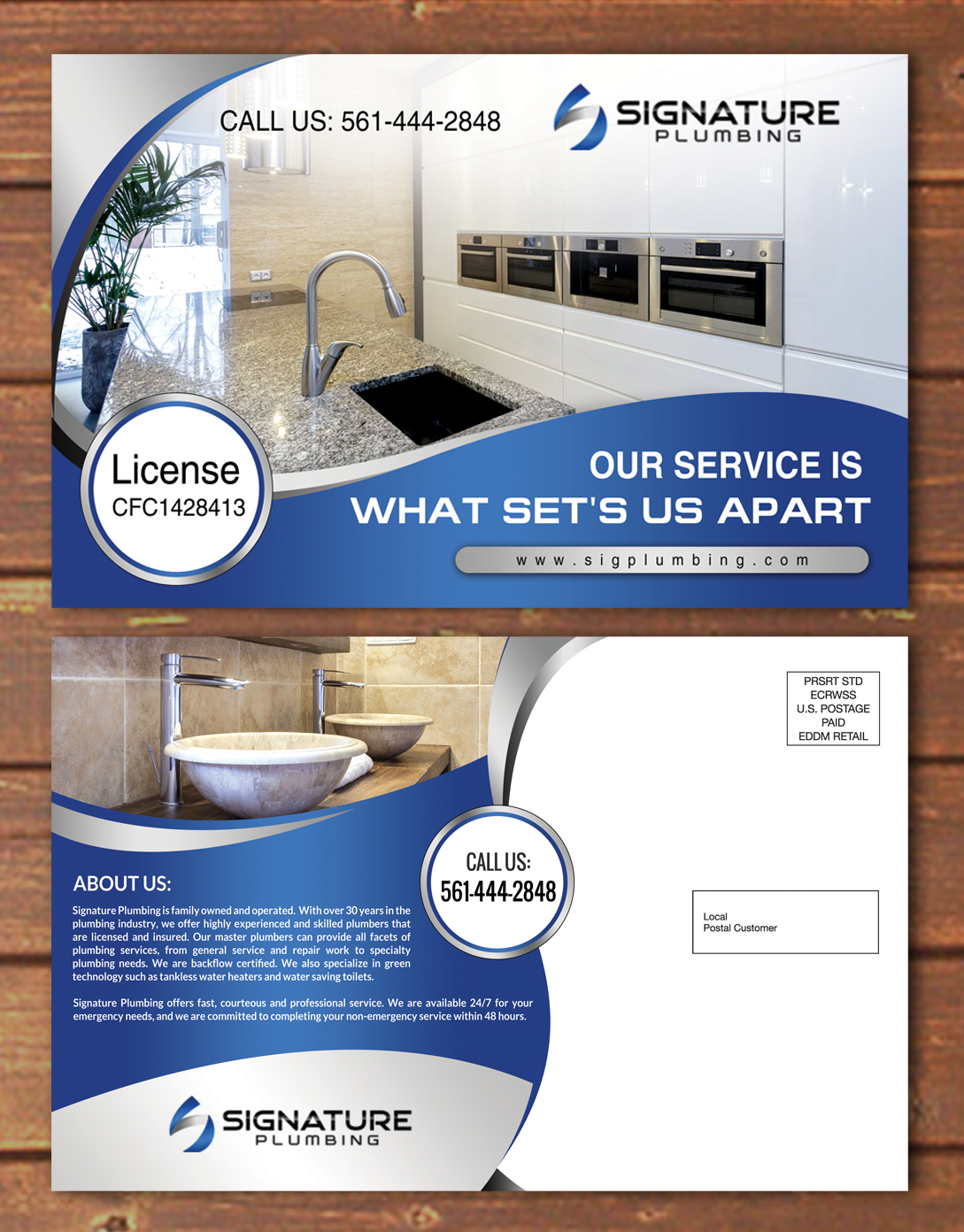 Postcard Design by debdesign for Signature Plumbing. Inc | Design: #12456092