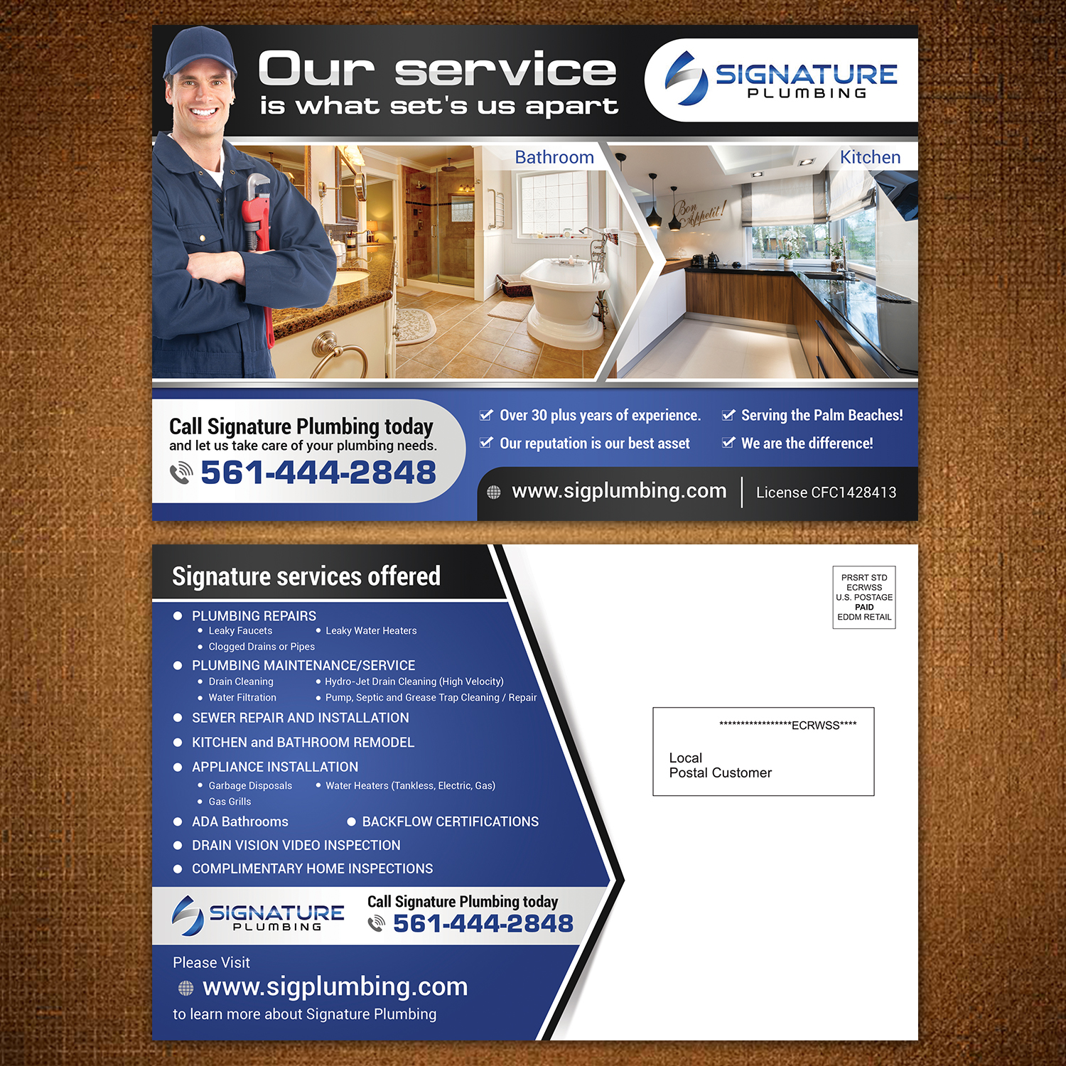 Postkarten-Design von aspiremedia für Signature Plumbing. Inc | Design #12363648
